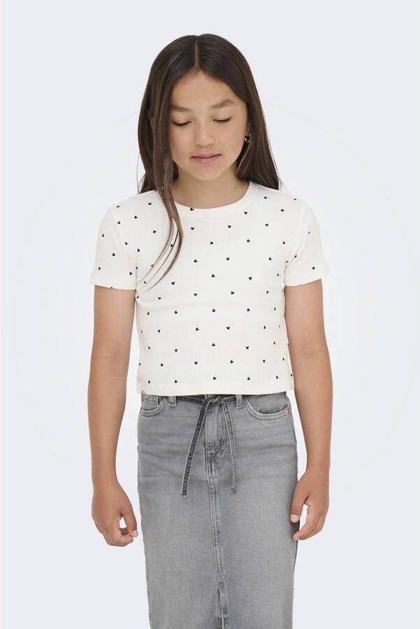 ONLY KIDS GIRL T-shirt met hartjes wit - Foto 3