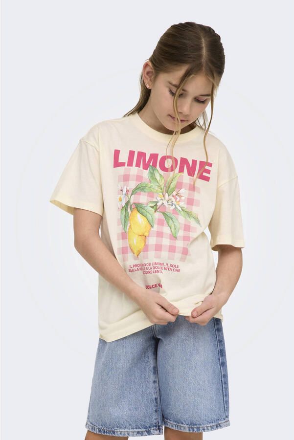ONLY KIDS GIRL T-shirt met print beige
