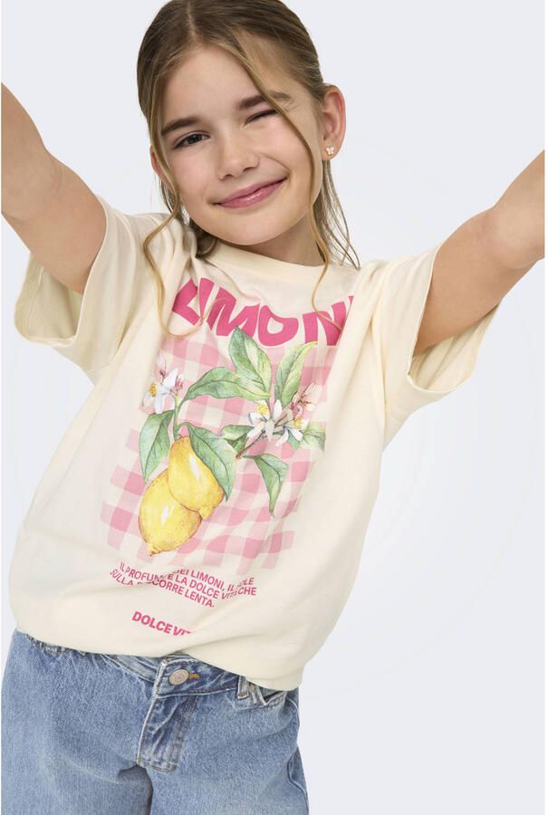 ONLY KIDS GIRL T-shirt met print beige - Foto 2