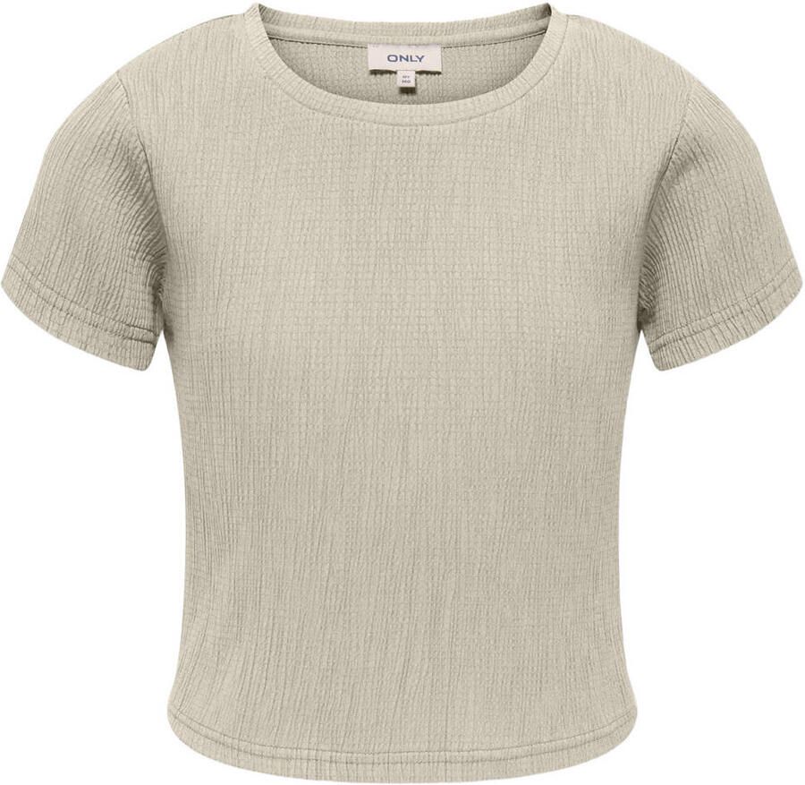 ONLY KIDS GIRL T-shirt met textuur beige