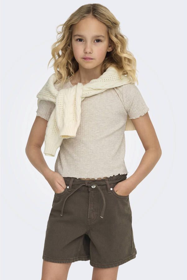 ONLY KIDS GIRL T-shirt rib gebreid beige