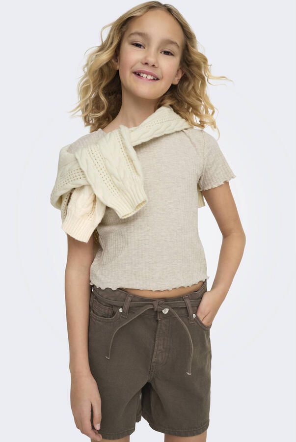 ONLY KIDS GIRL T-shirt rib gebreid beige - Foto 2