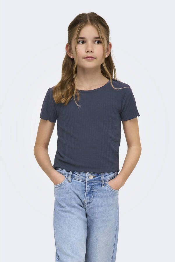 ONLY KIDS GIRL T-shirt rib gebreid grijsblauw