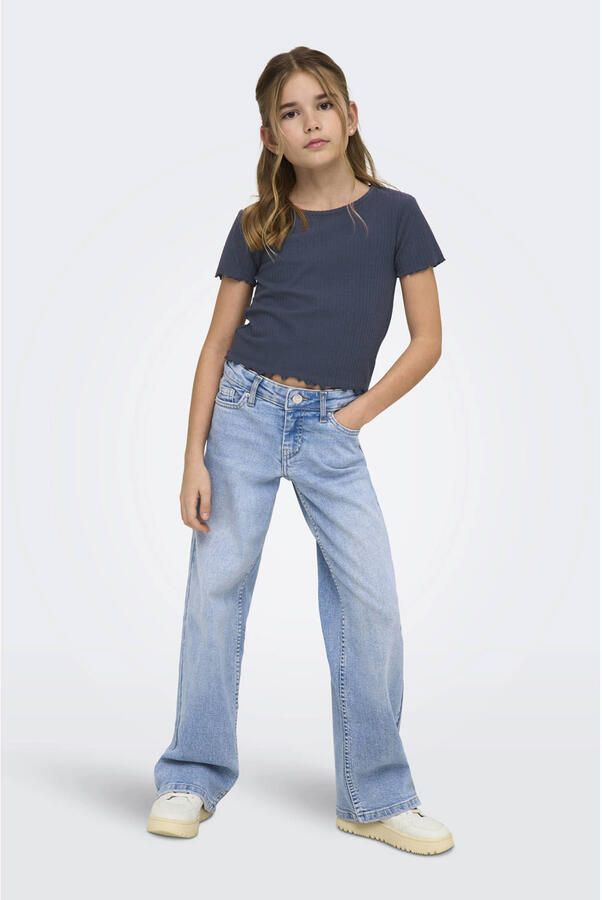 ONLY KIDS GIRL T-shirt rib gebreid grijsblauw - Foto 3
