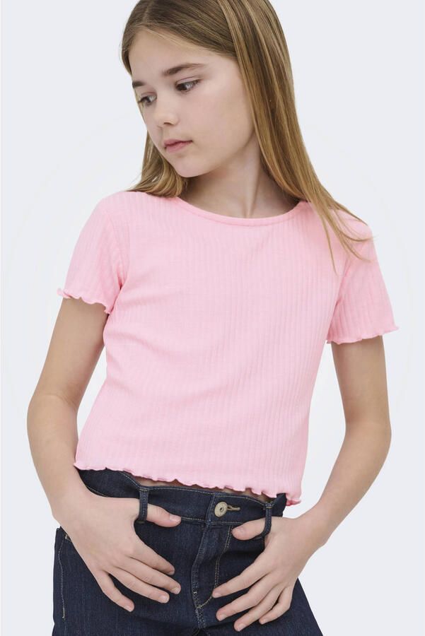 ONLY KIDS GIRL T-shirt rib gebreid roze - Foto 3