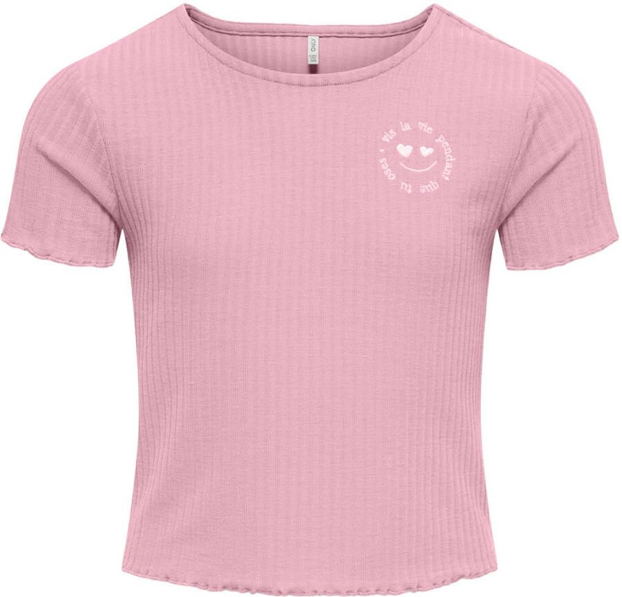ONLY KIDS GIRL T-shirt roze met textuur