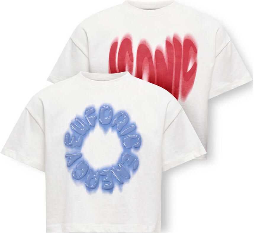 ONLY KIDS GIRL T-shirt wit (set van 2)