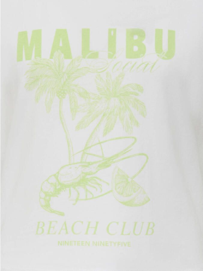 ONLY KIDS GIRL T-shirt wit limegroen