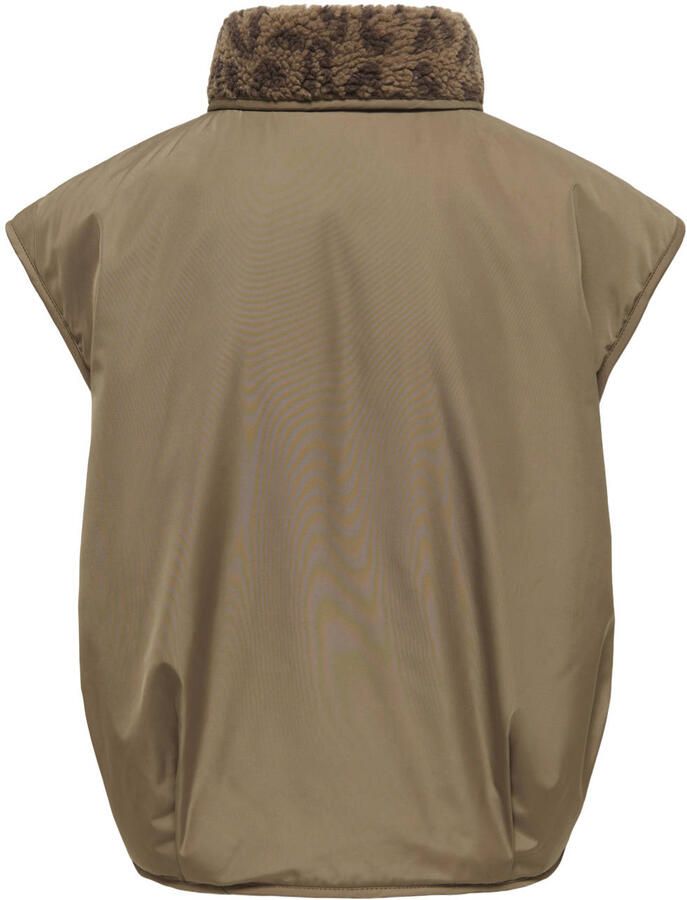ONLY KIDS GIRL teddy bodywarmer met panterprint bruin