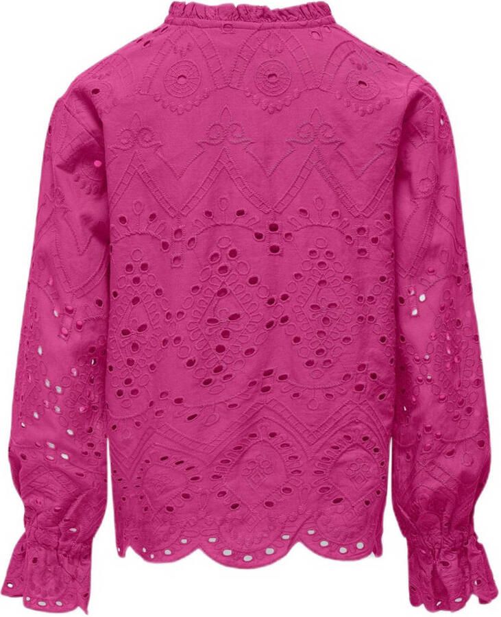 Only KIDS GIRL top KOGCLEO LIFE fuchsia Roze Meisjes Katoen Opstaande kraag 152