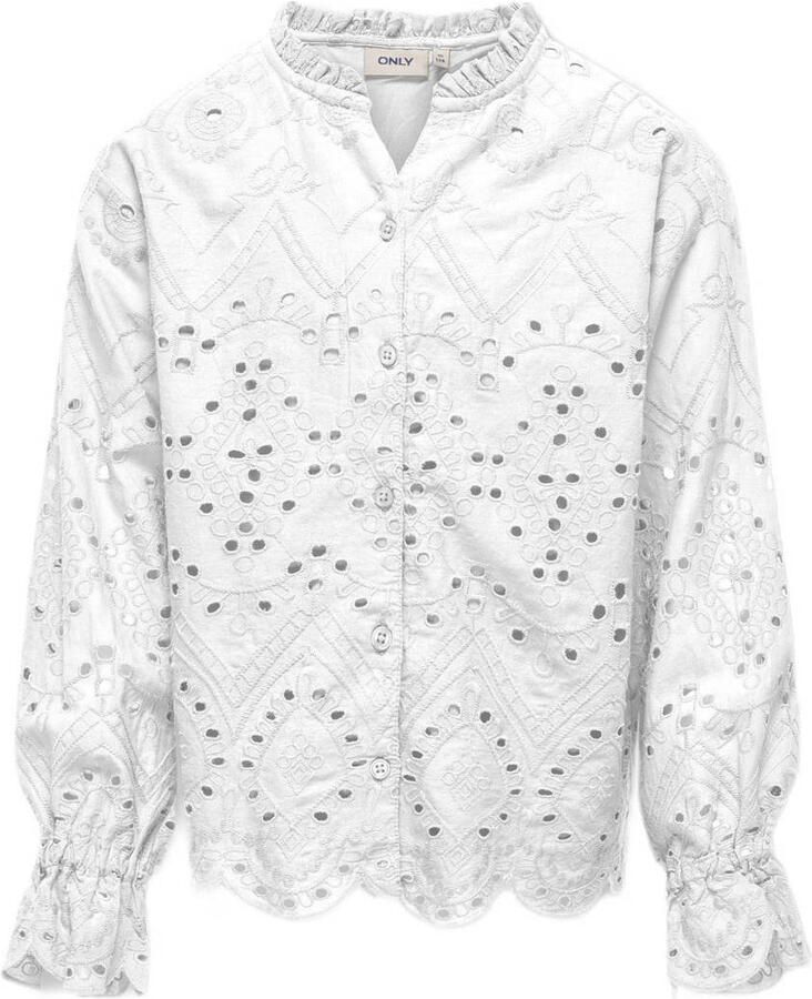 Only KIDS GIRL top KOGCLEO LIFE wit Meisjes Katoen Opstaande kraag Effen 152