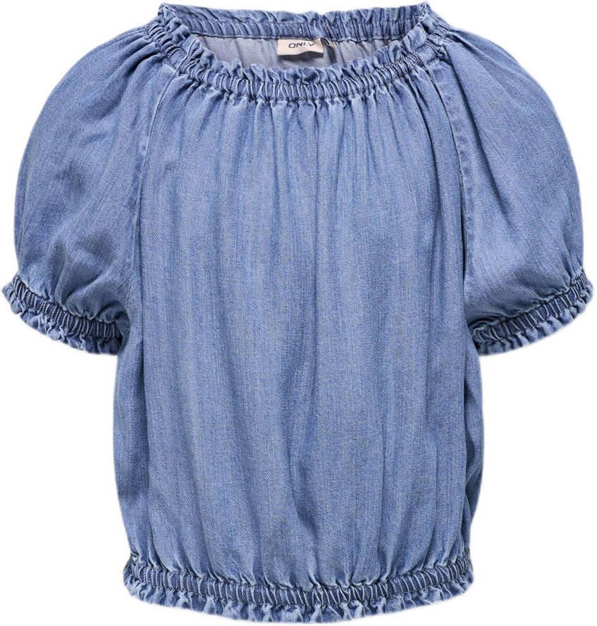 Only KIDS GIRL top KOGYOSHI medium blue denim Blauw Meisjes Katoen Ronde hals 152