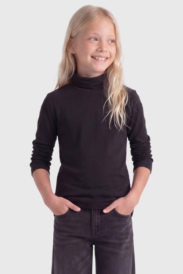 ONLY KIDS GIRL tops met col zwart ecru (set van 2) Meisjes Viscose Rolkraag - Foto 3