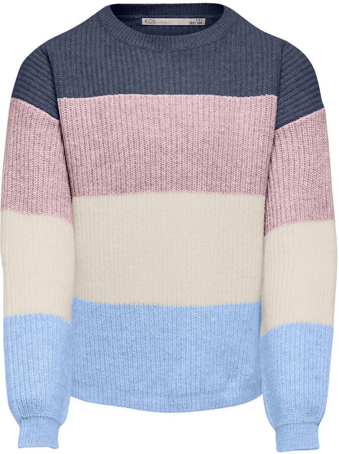 ONLY KIDS GIRL trui gebreid blauw roze ecru