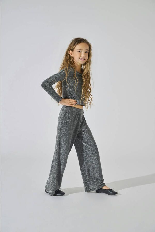 Only Regular fit wijde broek met effectgaren en elastische band model 'QUEEN' - Foto 2