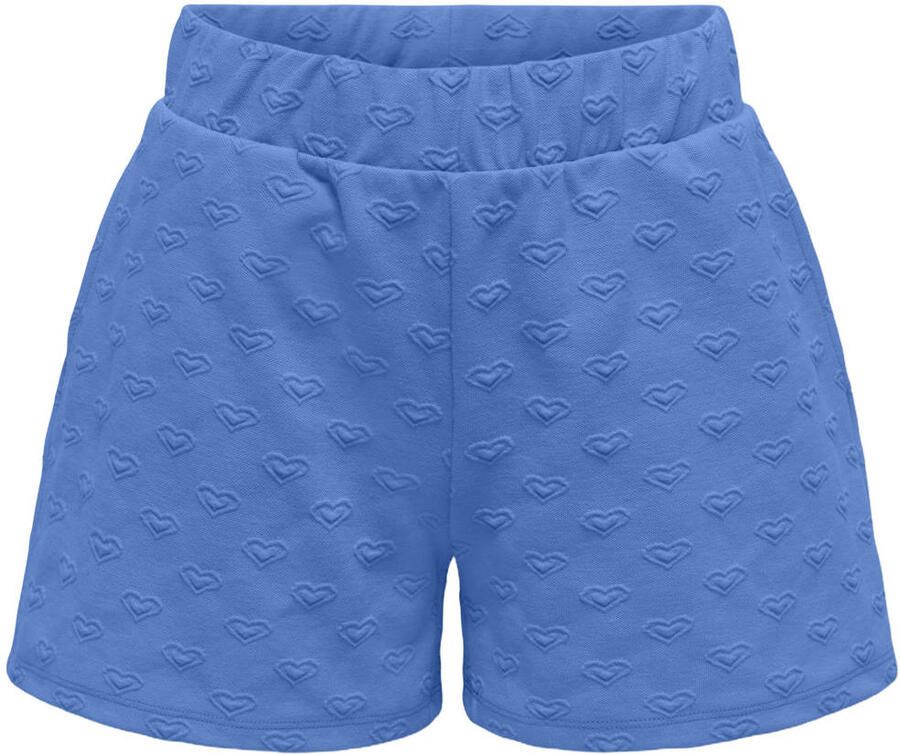 ONLY KIDS GIRL wide leg casual short met hartjes blauw