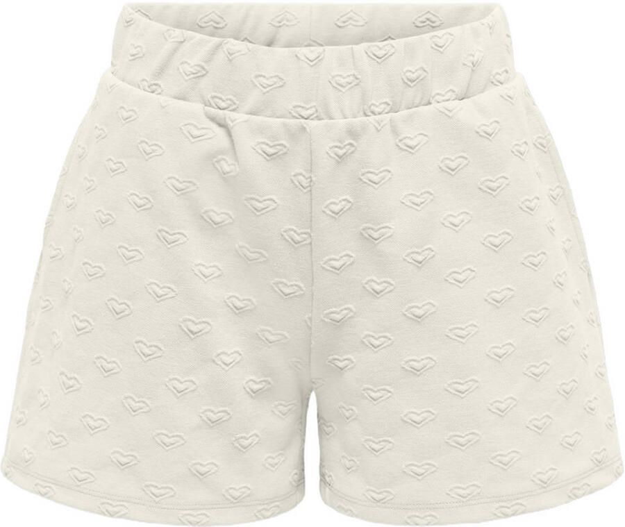 ONLY KIDS GIRL wide leg casual short met hartjes ecru