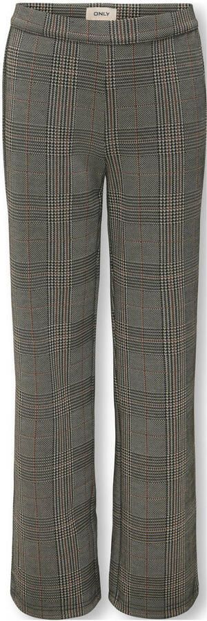 ONLY KIDS GIRL wide leg geruite pantalon grijsbruin