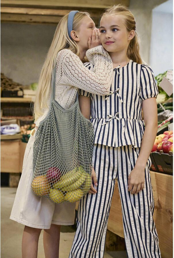 ONLY KIDS GIRL wide leg gestreepte casual broek donkerblauw - Foto 2