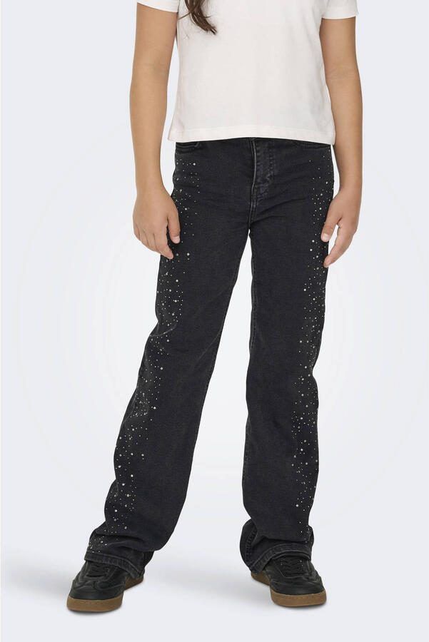 ONLY KIDS GIRL wide leg high waist wide leg jeans black denim