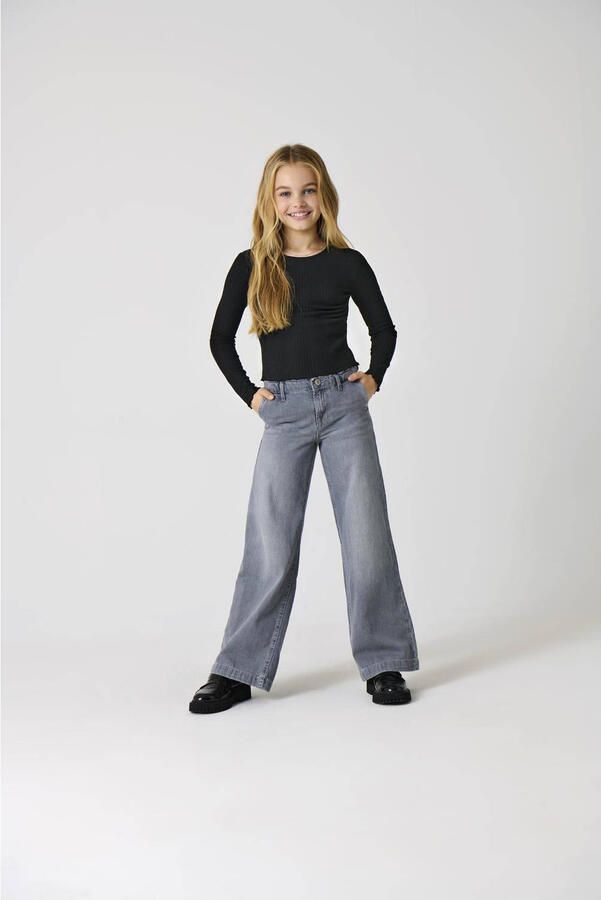 Only KIDS GIRL wide leg jeans medium grey denim Grijs Meisjes Katoen Effen 116