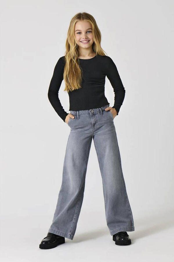 Only KIDS GIRL wide leg jeans medium grey denim Grijs Meisjes Katoen Effen 116