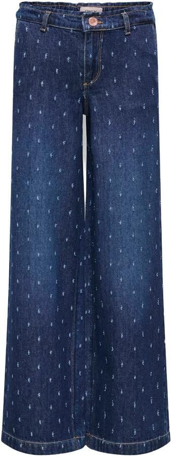 ONLY KIDS GIRL wide leg jeans met print dark blue Blauw Meisjes Denim