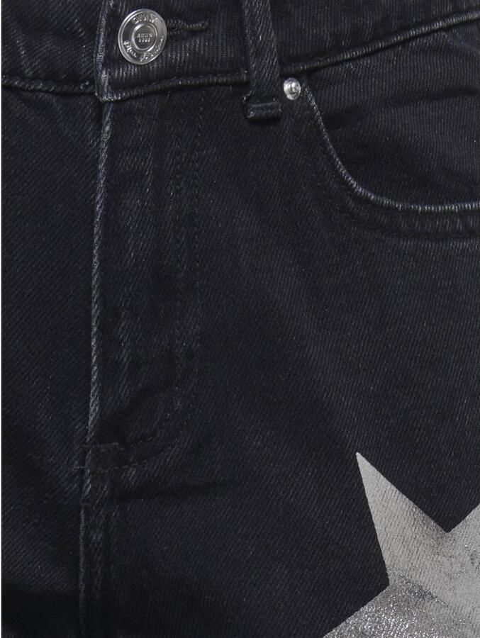ONLY KIDS GIRL wide leg jeans met sterren black denim zilver Zwart Sterren - Foto 2