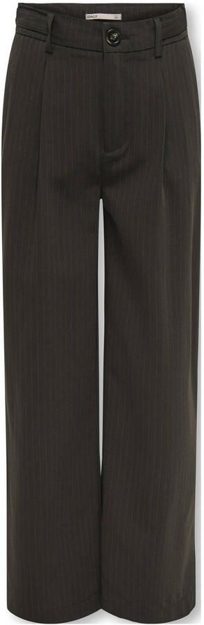 ONLY KIDS GIRL wide leg pantalon met krijtstreep donkerbruin