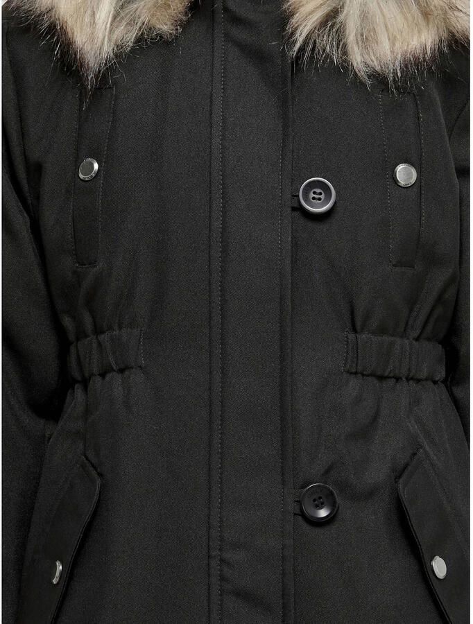 Only KIDS GIRL winterjas KOGIRIS zwart Meisjes Polyester Capuchon Effen 128