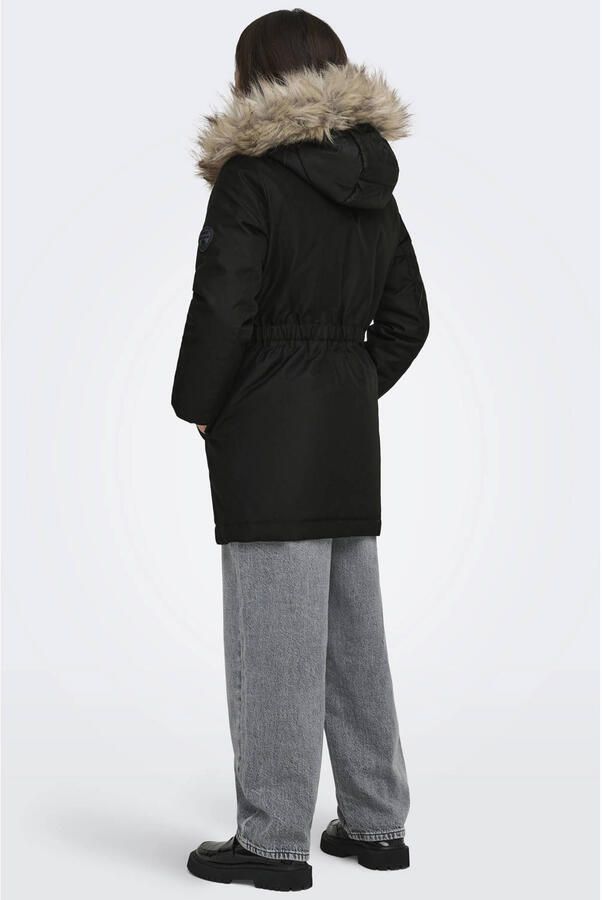 Only KIDS GIRL winterjas KOGIRIS zwart Meisjes Polyester Capuchon Effen 128 - Foto 4
