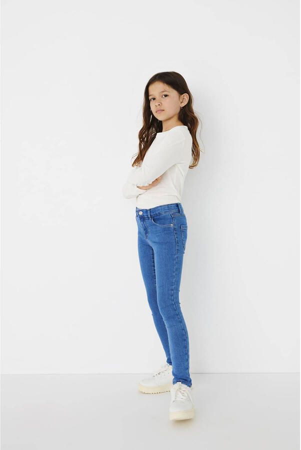Only KIDS high waist skinny jeans KONRAIN stonewashed Blauw Meisjes Viscose 128 - Foto 2