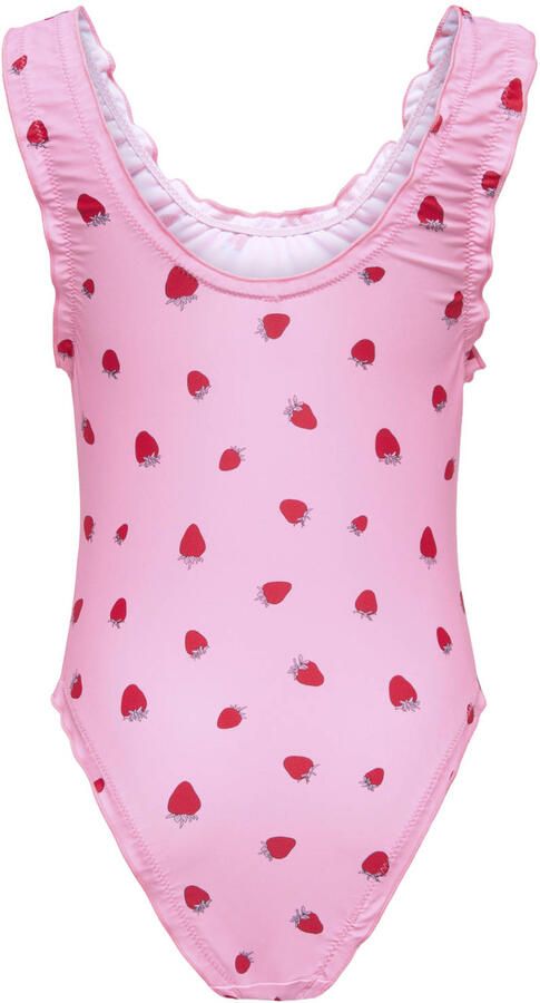 ONLY KIDS MINI badpak met ruches roze rood - Foto 3