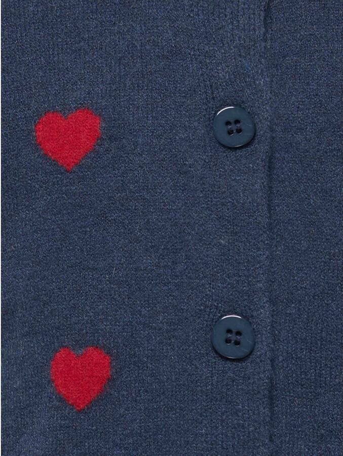 ONLY KIDS MINI gebreid vest met borduursels en hartjes donkerblauw - Foto 2