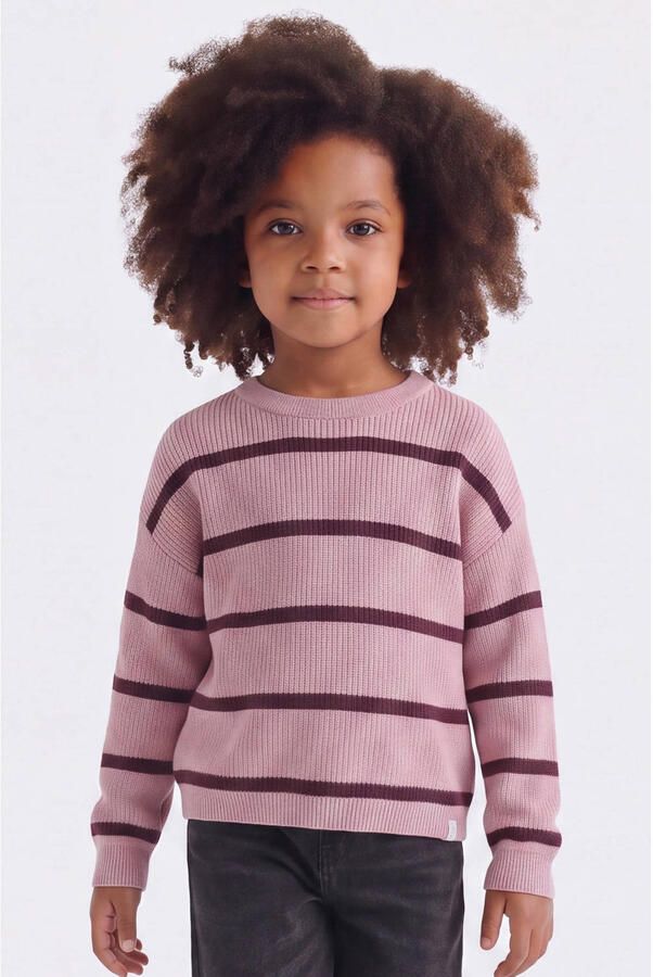 ONLY KIDS MINI gebreide gestreepte trui lila