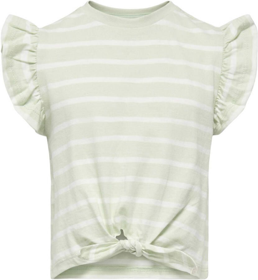 ONLY KIDS MINI gestreepte T-shirt lichtgroen