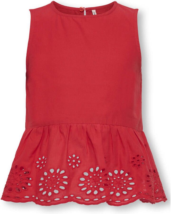 ONLY KIDS MINI mouwloze top rood broderie