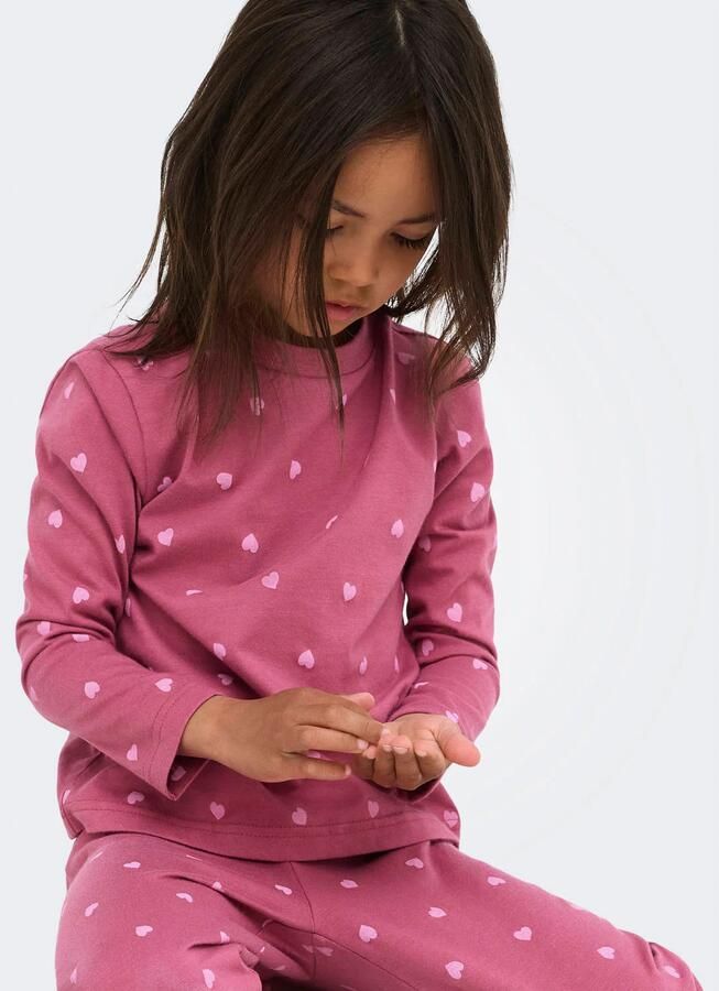 ONLY KIDS MINI pyjama met hartjes donkerroze