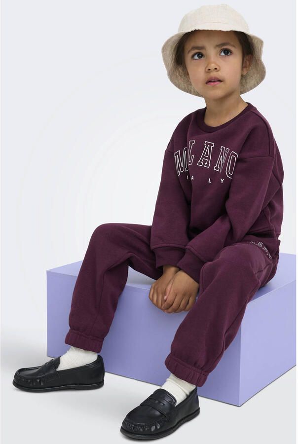 ONLY KIDS MINI rechtvallende sweater met tekst paars - Foto 3