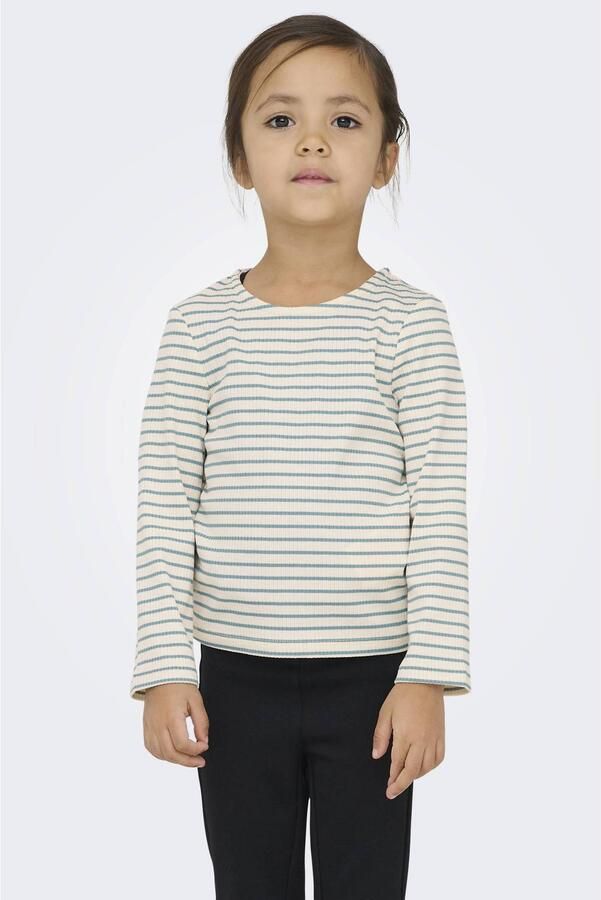 ONLY KIDS MINI super skinny gebreide gestreepte longsleeve ecru blauw