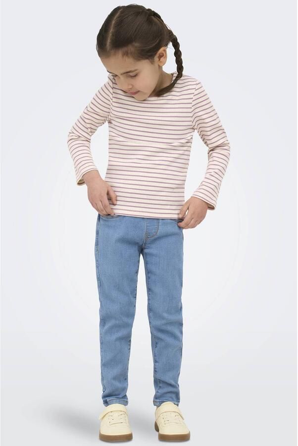 ONLY KIDS MINI super skinny gebreide gestreepte longsleeve ecru paars - Foto 2