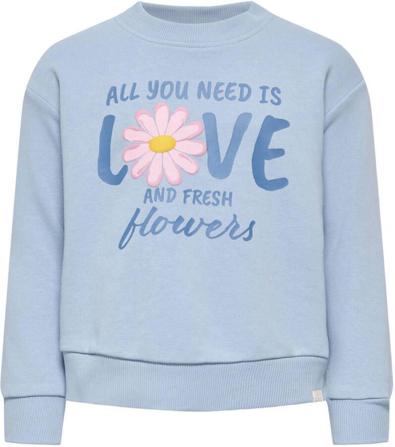 ONLY KIDS MINI sweater met backprint lichtblauw