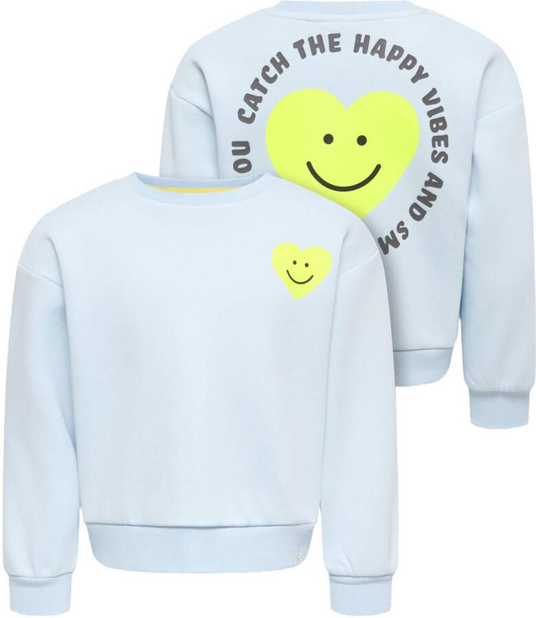 ONLY KIDS MINI sweater met backprint lichtblauw