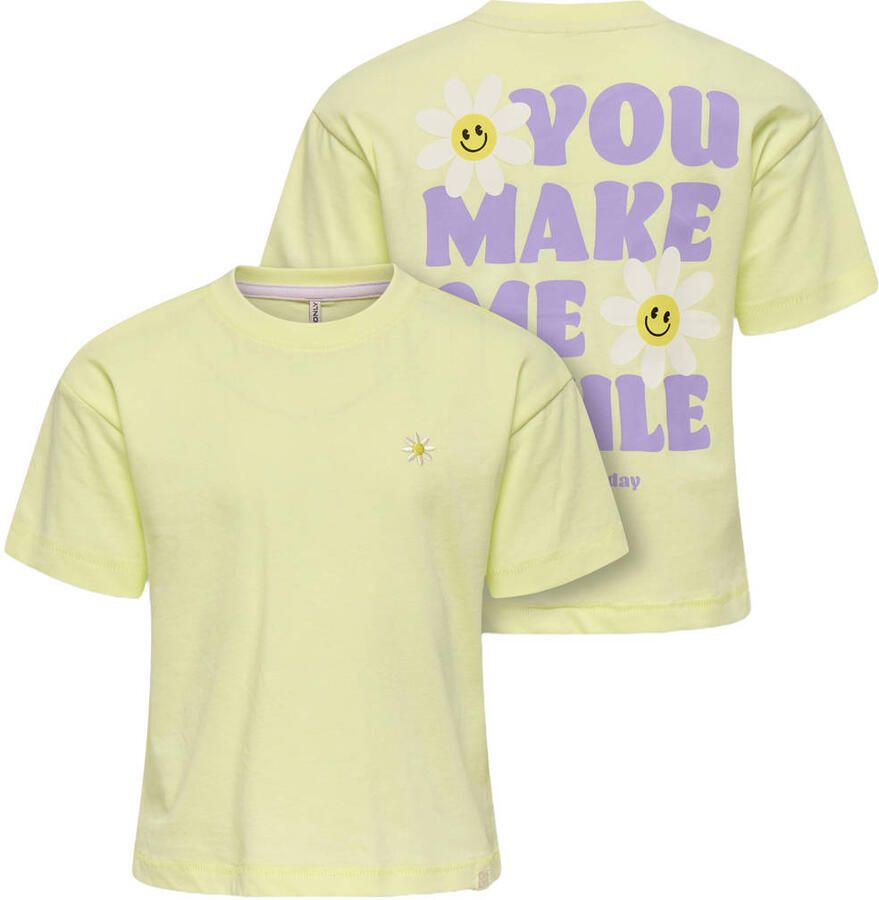 ONLY KIDS MINI T-shirt met backprint geel - Foto 3