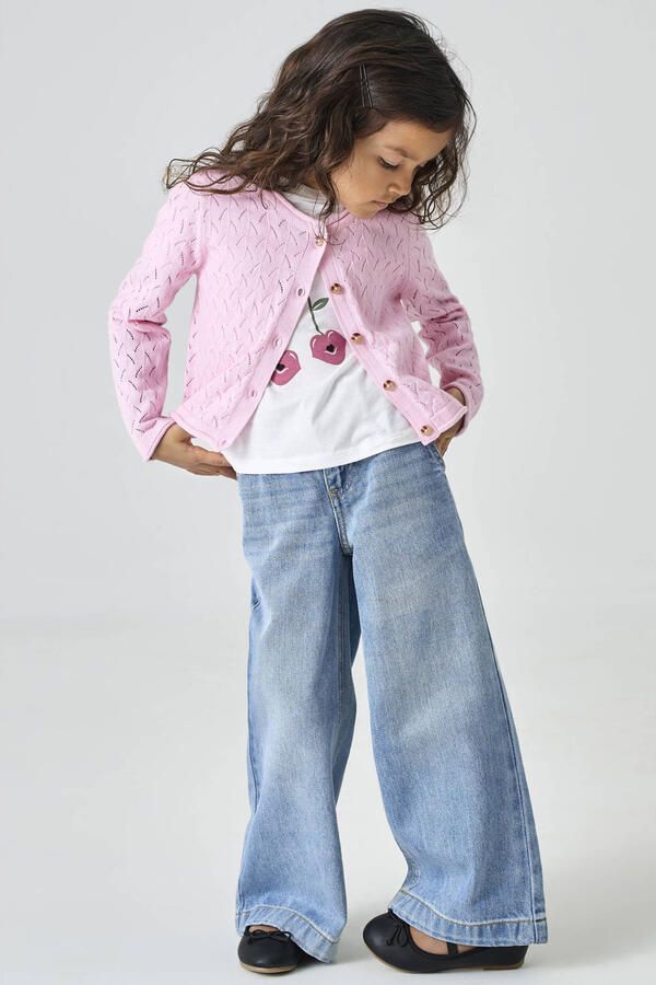 ONLY KIDS MINI vest fijn gebreid roze