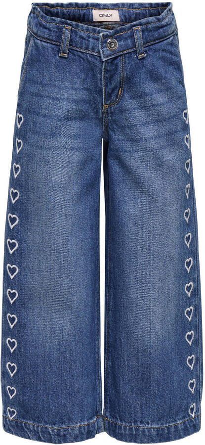 ONLY KIDS MINI wide leg jeans met hartjes medium blue denim