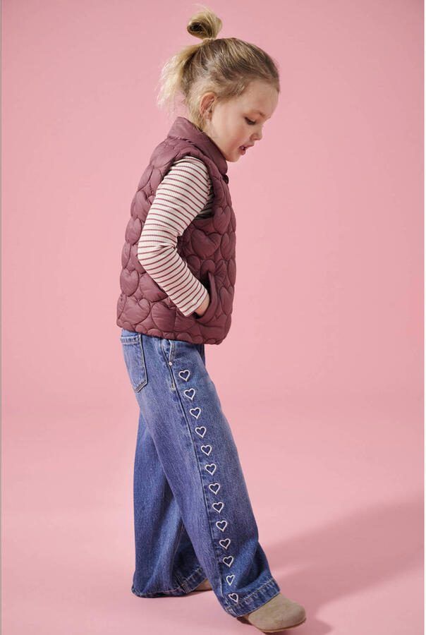 ONLY KIDS MINI wide leg jeans met hartjes medium blue denim - Foto 2
