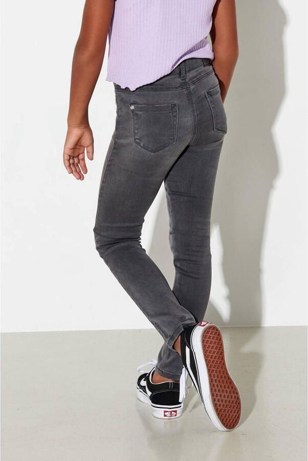 Only KIDS skinny jeans KONROYAL met katoen grijs stonewashed Effen 116 - Foto 2
