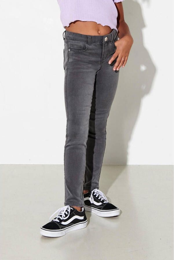 Only KIDS skinny jeans KONROYAL met katoen grijs stonewashed Effen 116 - Foto 3