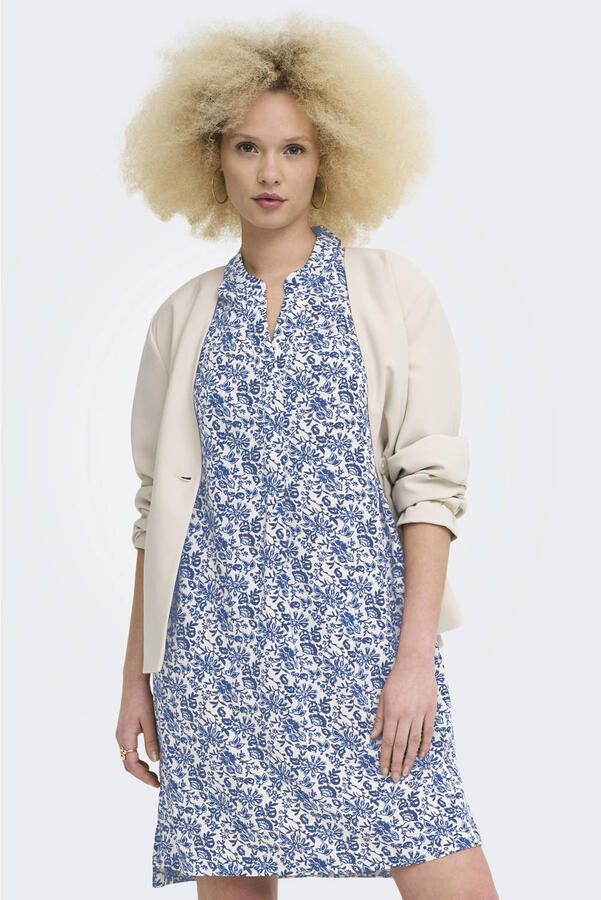 ONLY korte gebloemde zomerjurk blauw
